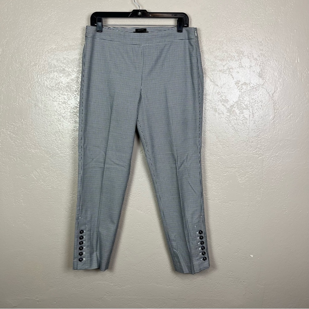Talbots Womens Pants Black White‎ Green 8P Chatham Mid Rise Cropped Houndstooth